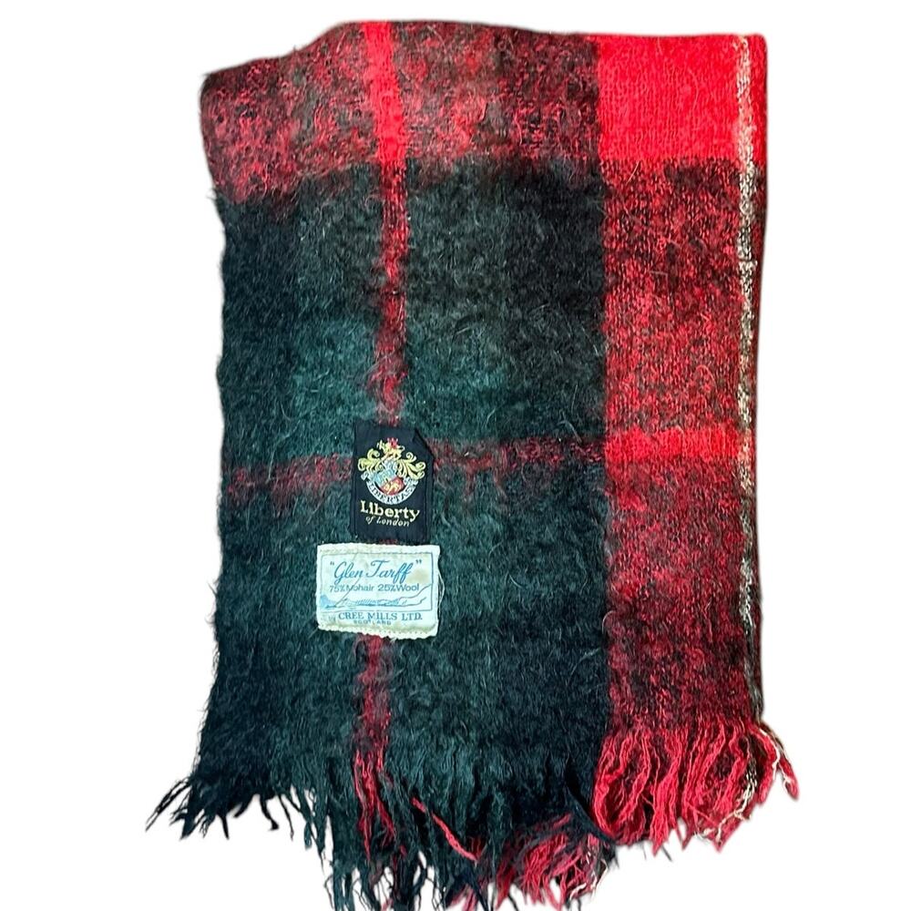 Vintage Cree Mills Scotland Tarff Plaid Mohair Blanket Liberty of London 70"x47"